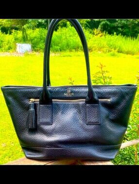 Kate spade Black Pebbled Leather Tote with Tassel Zip Pocket